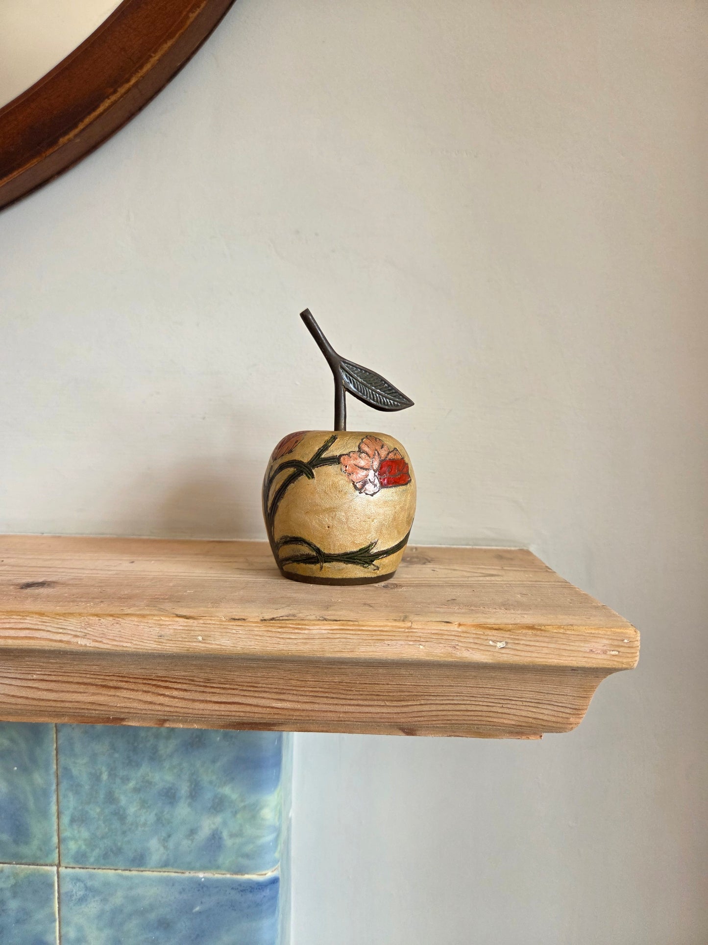 Vintage Enameled Brass Apple Bell