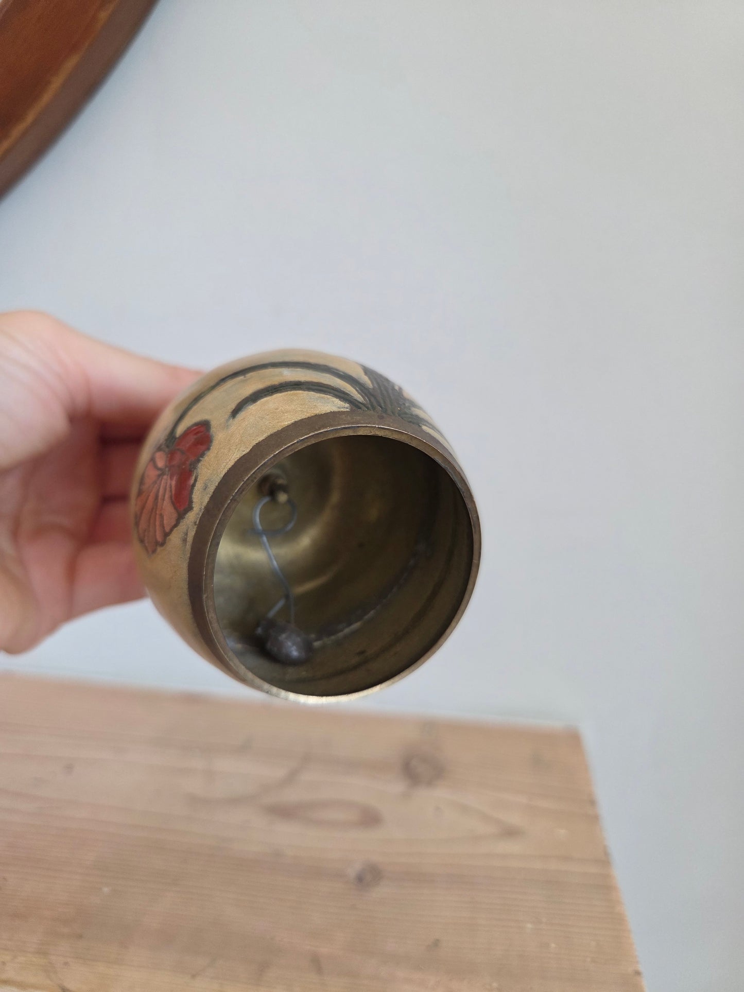 Vintage Enameled Brass Apple Bell