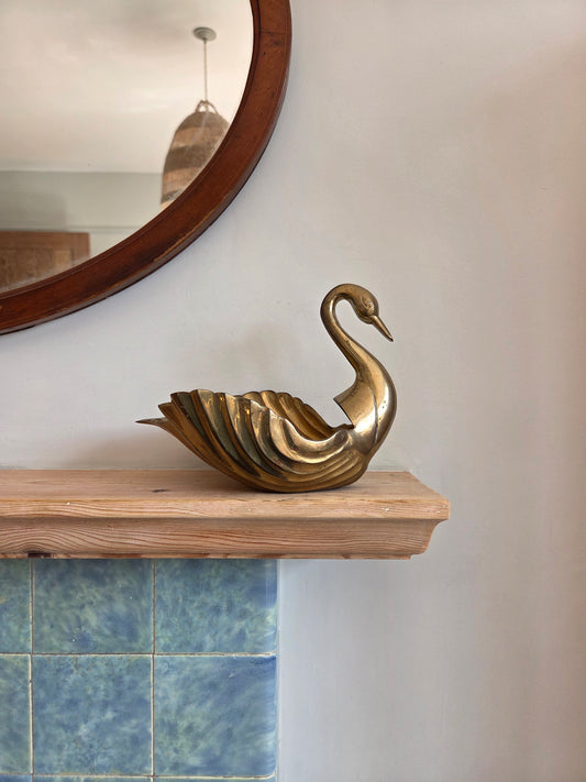 Large Brass Swan Trinket Dish