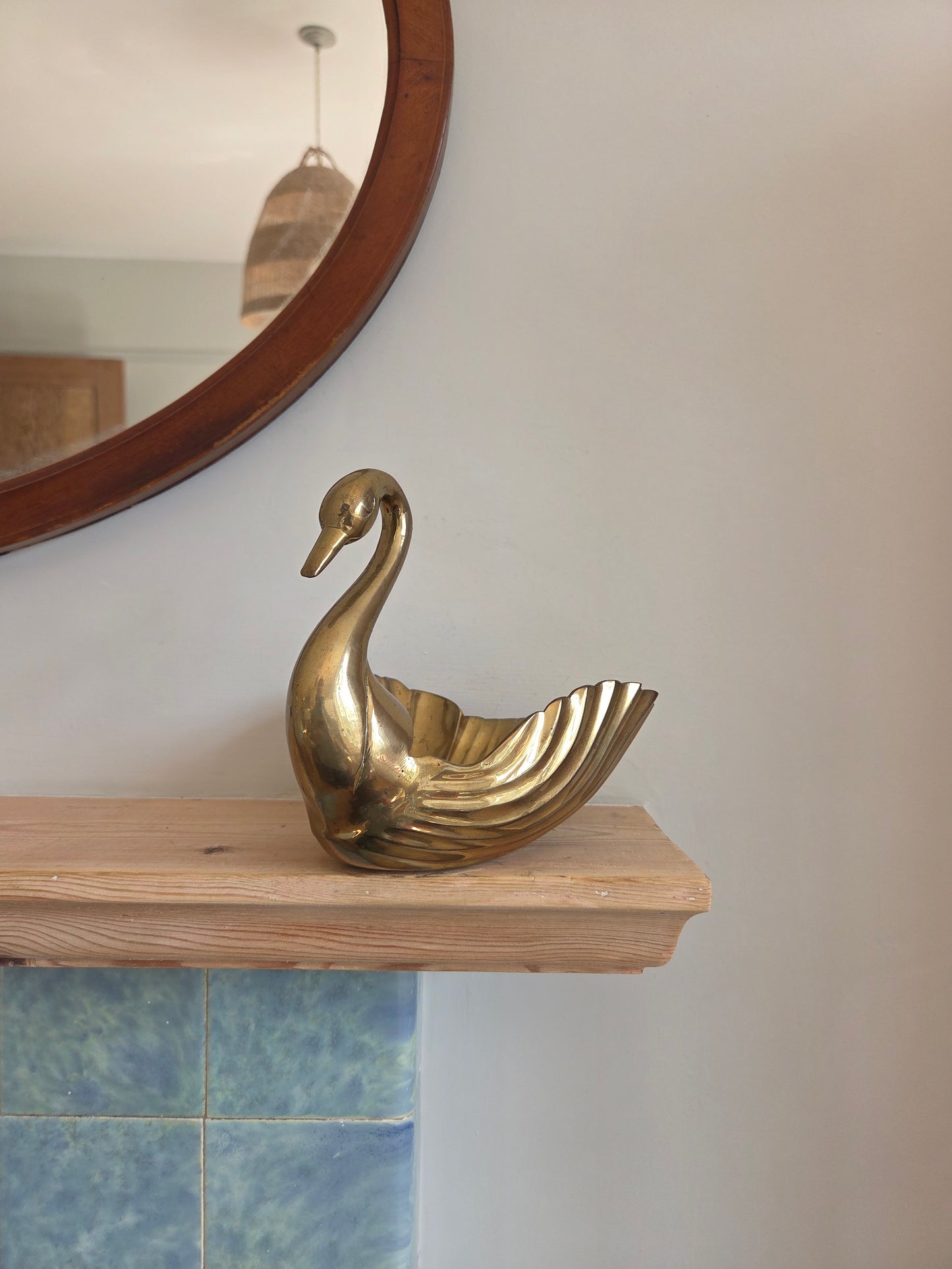 Large Brass Swan Trinket Dish