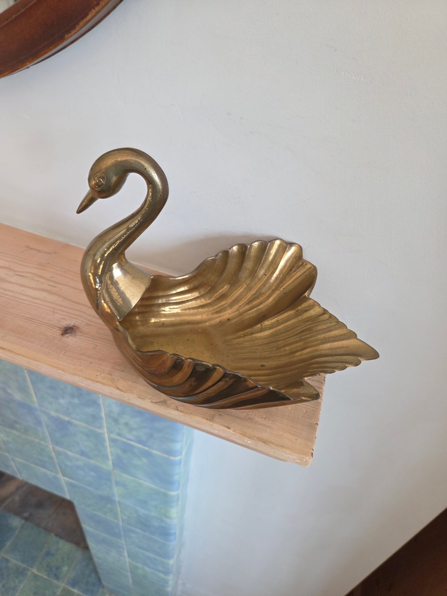 Large Brass Swan Trinket Dish