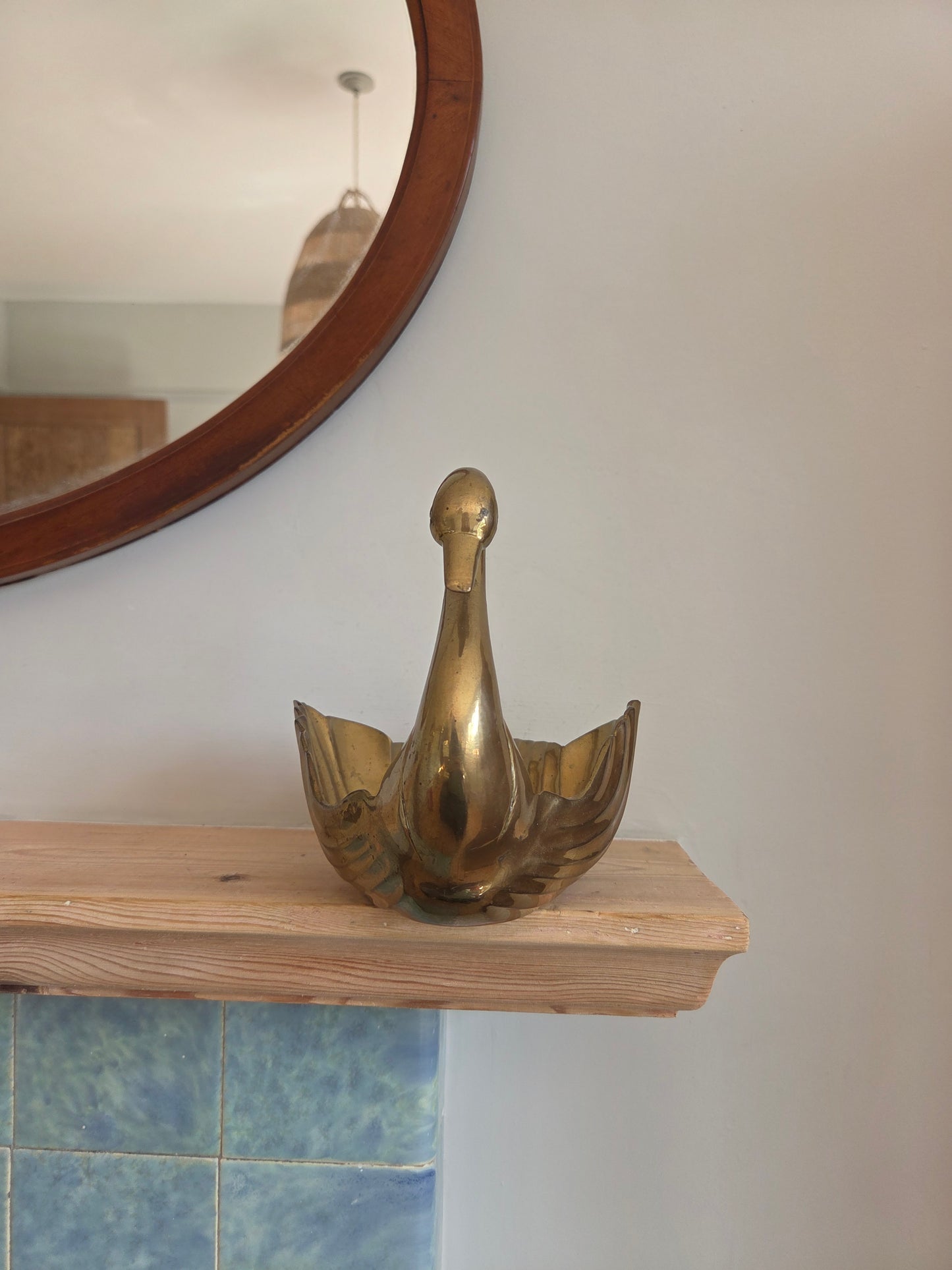 Large Brass Swan Trinket Dish