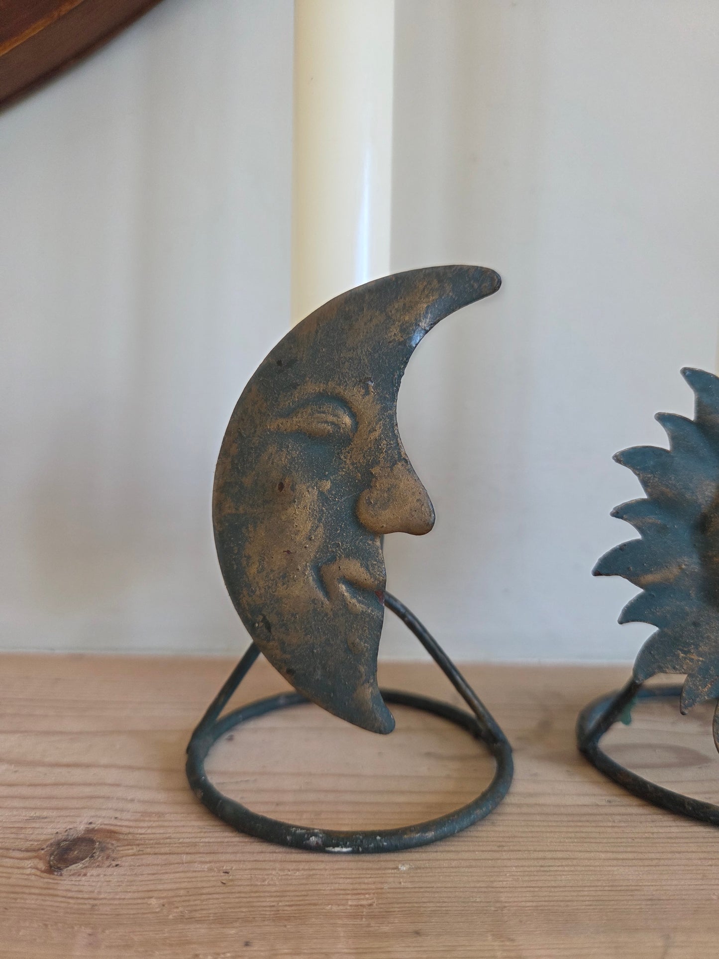 Vintage Moon and Sun Candlesticks