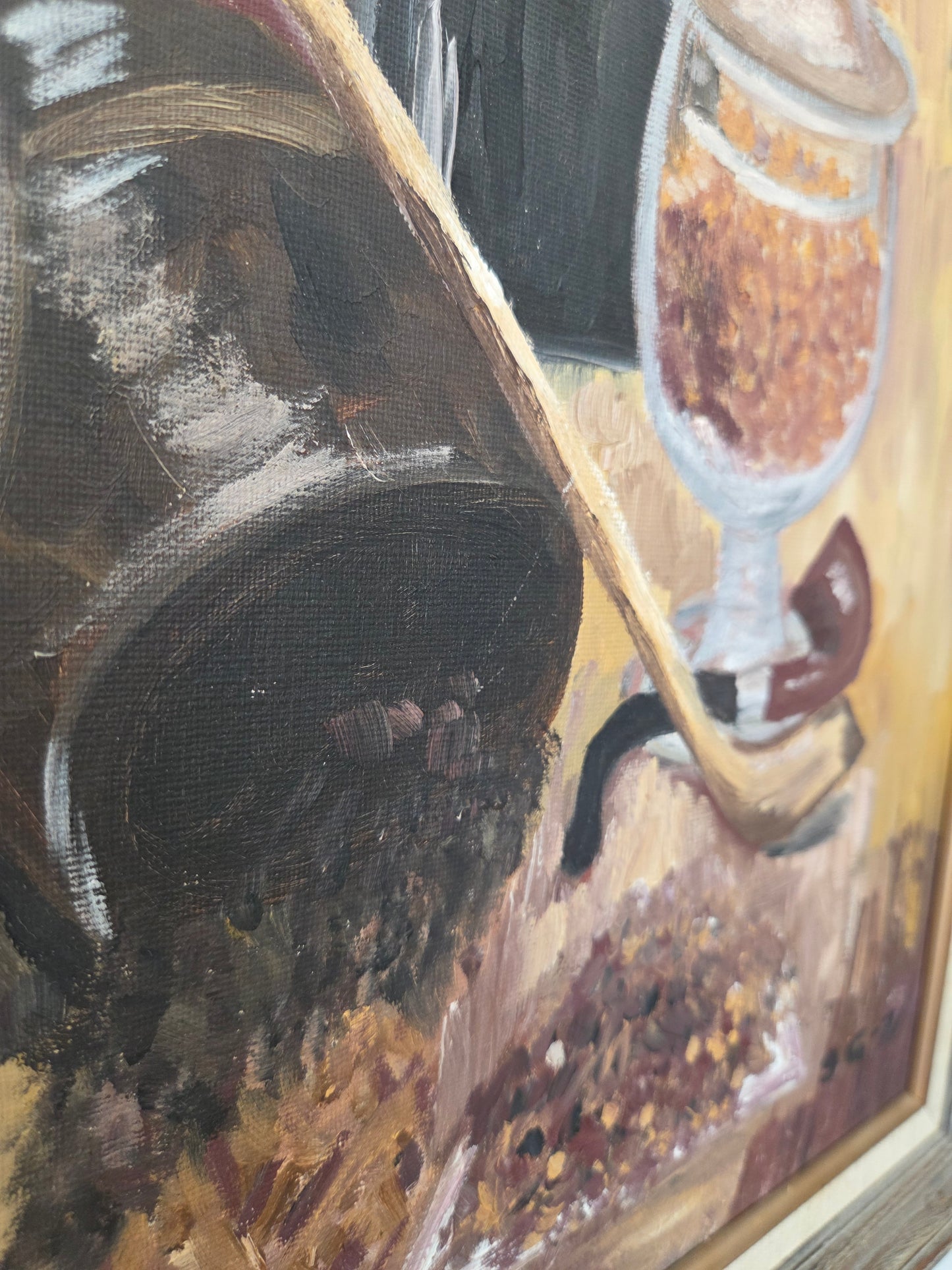 Swedish Vintage Oil Painting of Kitchen Pots