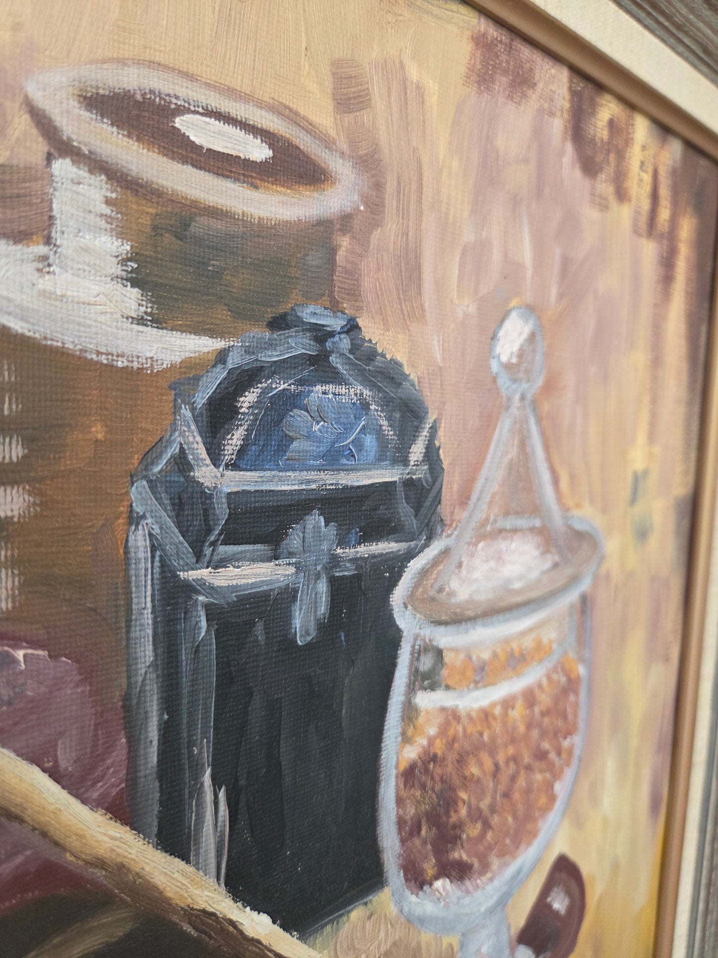 Swedish Vintage Oil Painting of Kitchen Pots