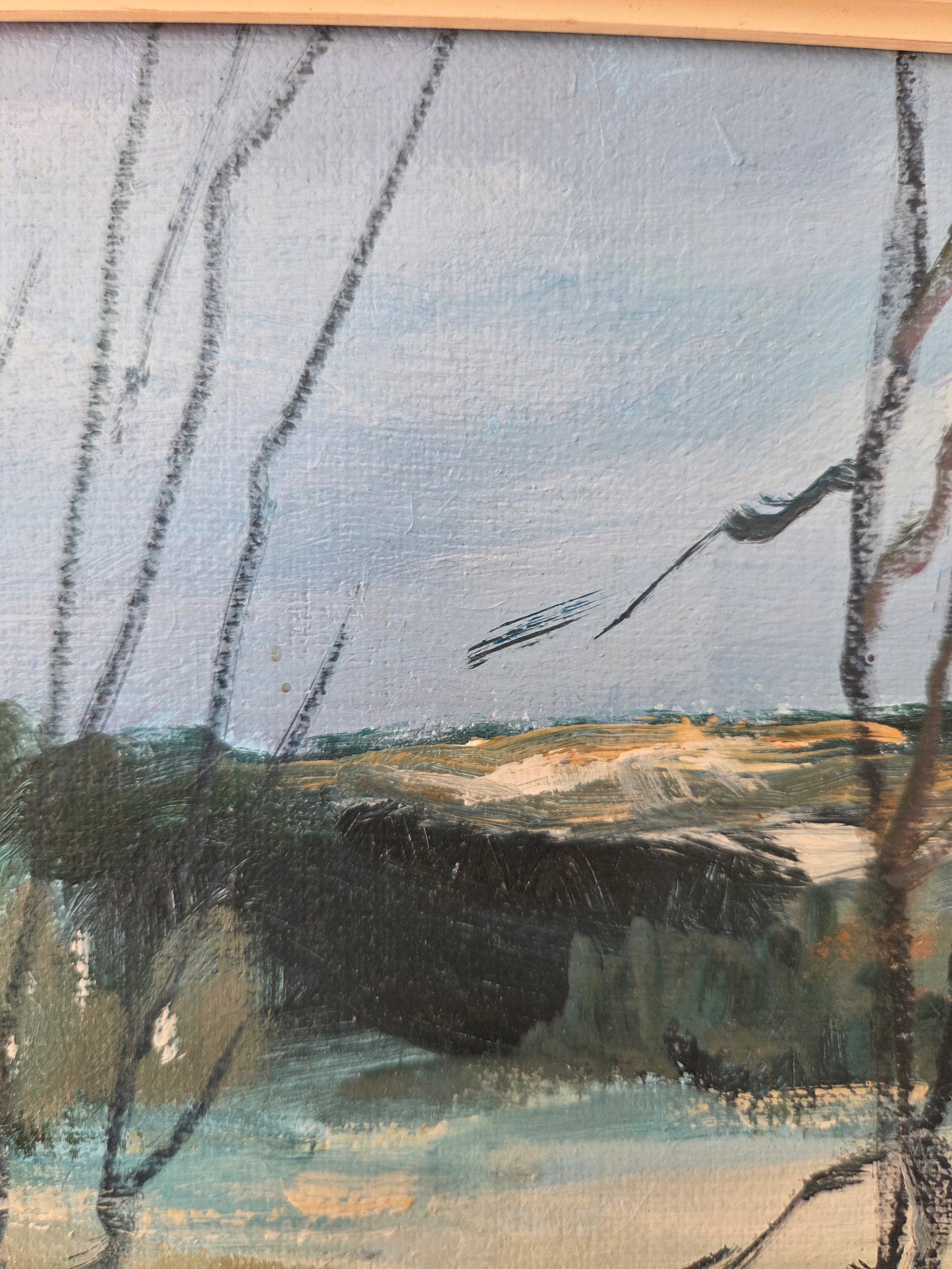 Vintage Swedish Oil Painting of a Winter Scene