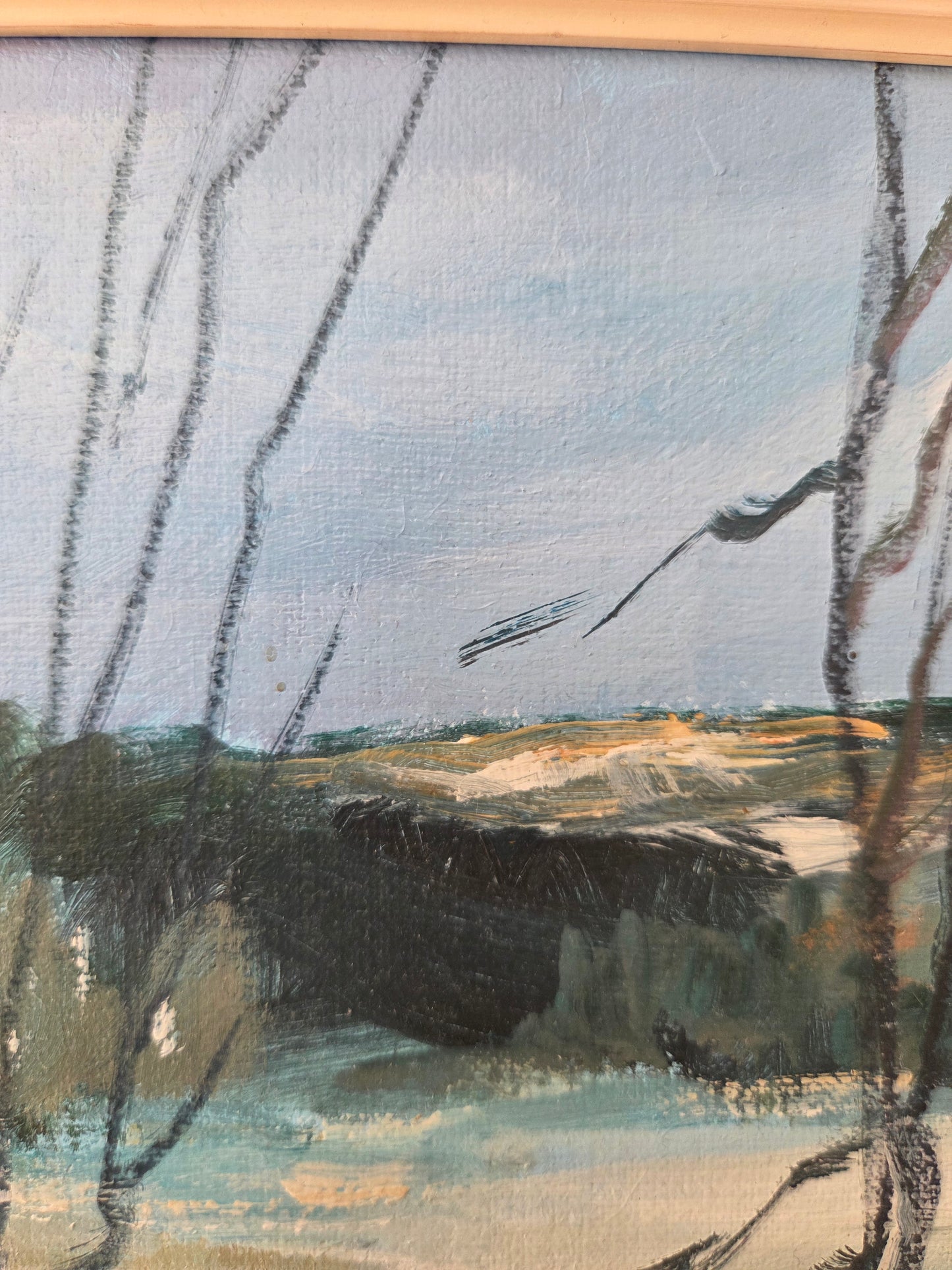 Vintage Swedish Oil Painting of a Winter Scene