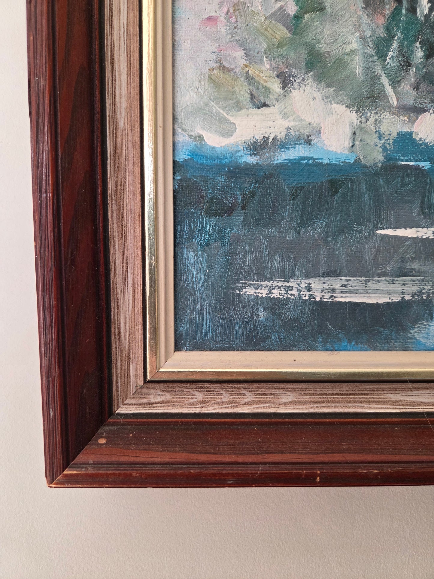 Vintage Swedish Oil Painting of a Winter Scene