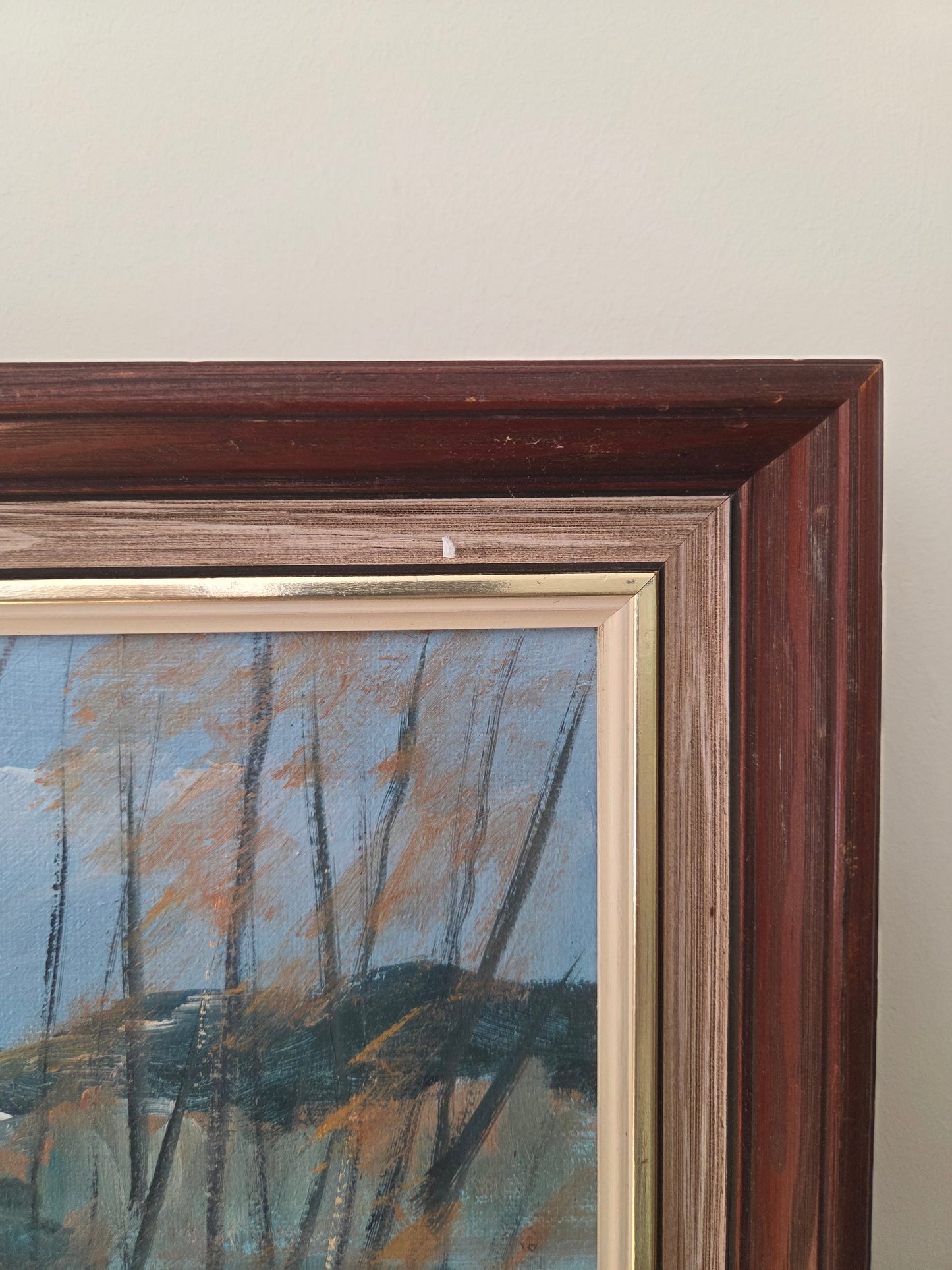 Vintage Swedish Oil Painting of a Winter Scene