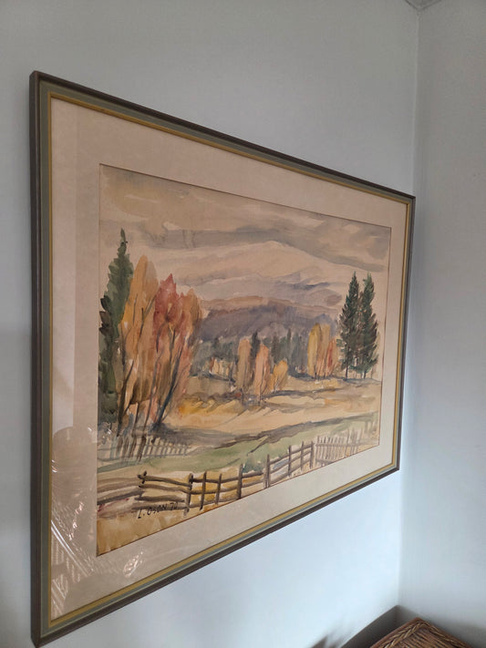 Swedish Landscape Watercolour Painting By L Oson 1970