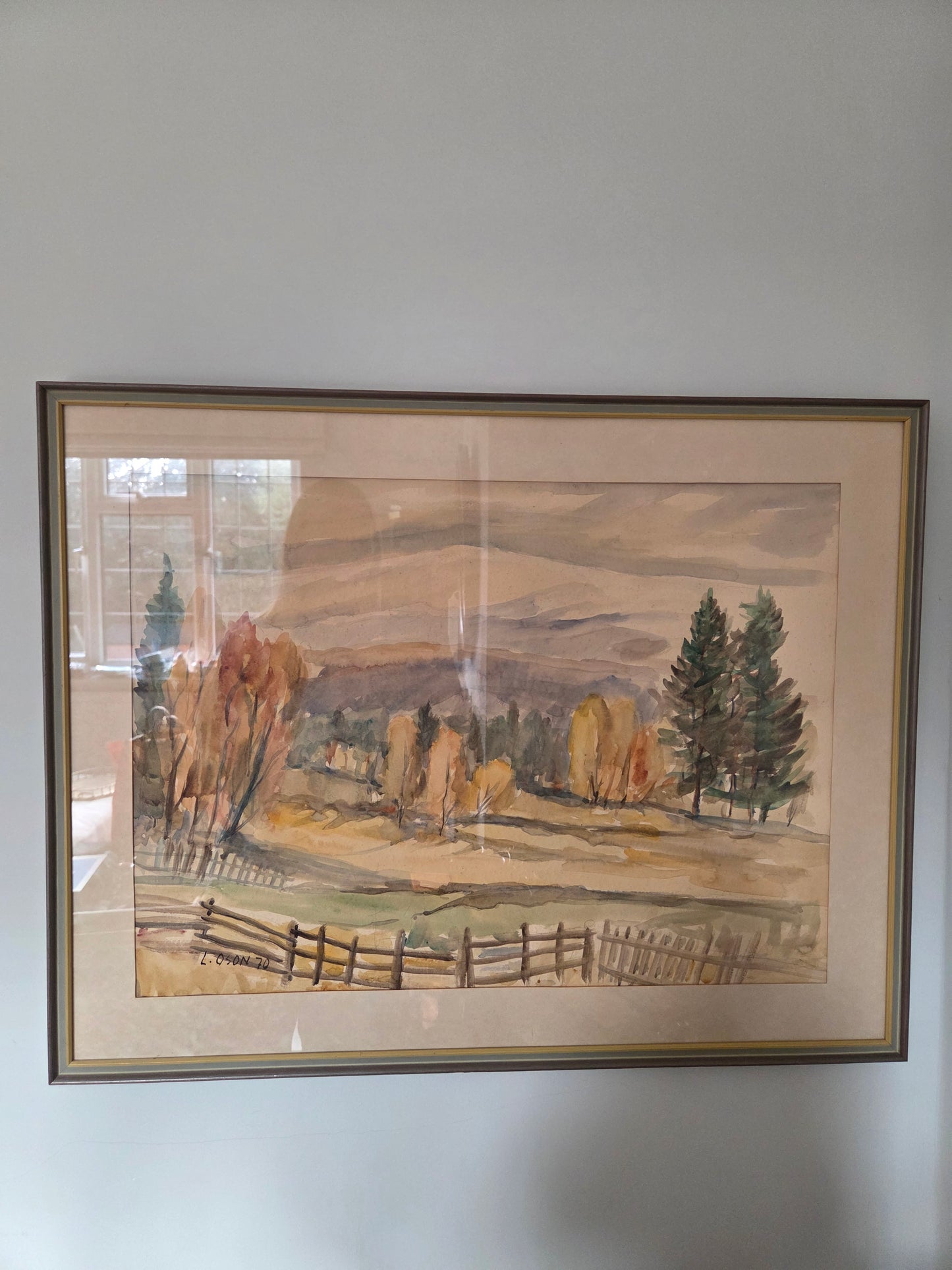 Swedish Landscape Watercolour Painting By L Oson 1970