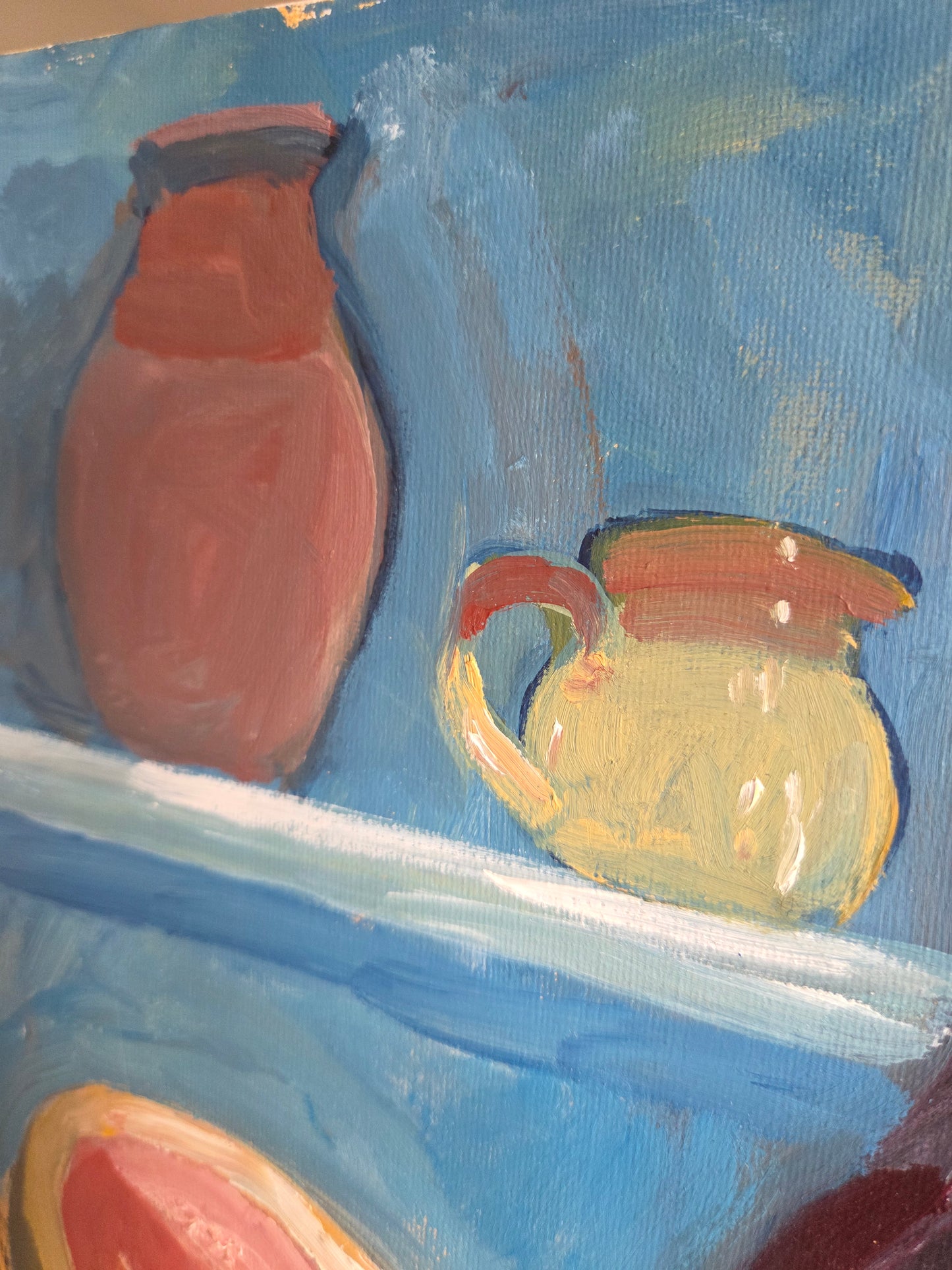 Vintage Oil Painting of Fruit and Wine