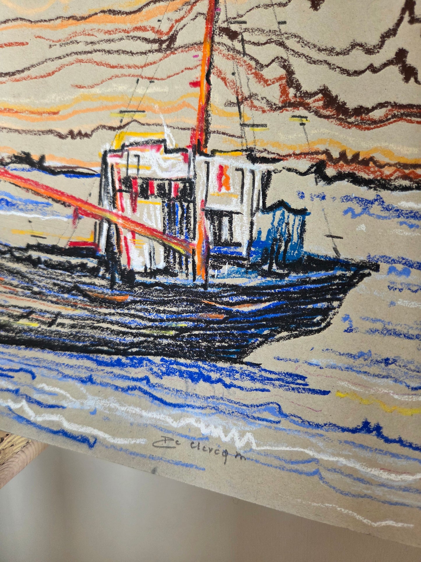 Oil Pastel Drawing by De Clercq