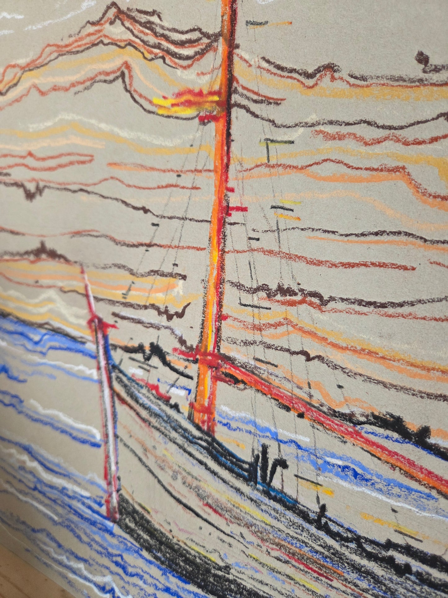 Oil Pastel Drawing by De Clercq