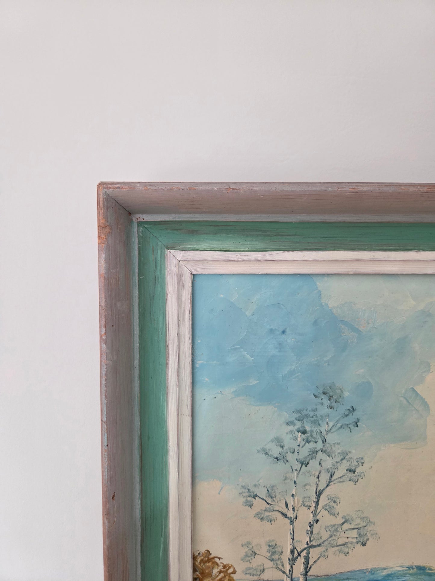 Vintage Swedish Oil Painting of a Lake Scene