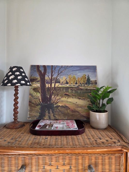 Swedish Fields and Woods Oil Painting by Eric Nadirn 1943