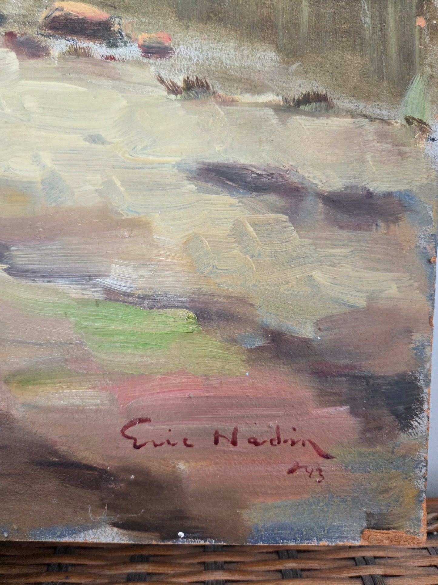 Swedish Fields and Woods Oil Painting by Eric Nadirn 1943