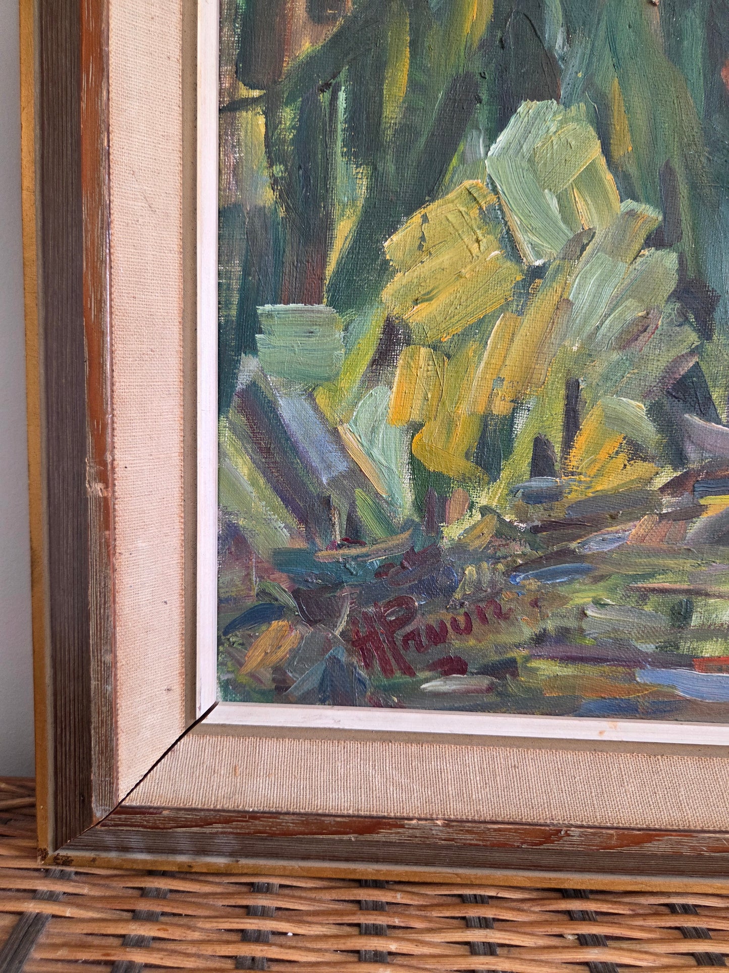 Swedish Oil Painting of a Red House by a Lake