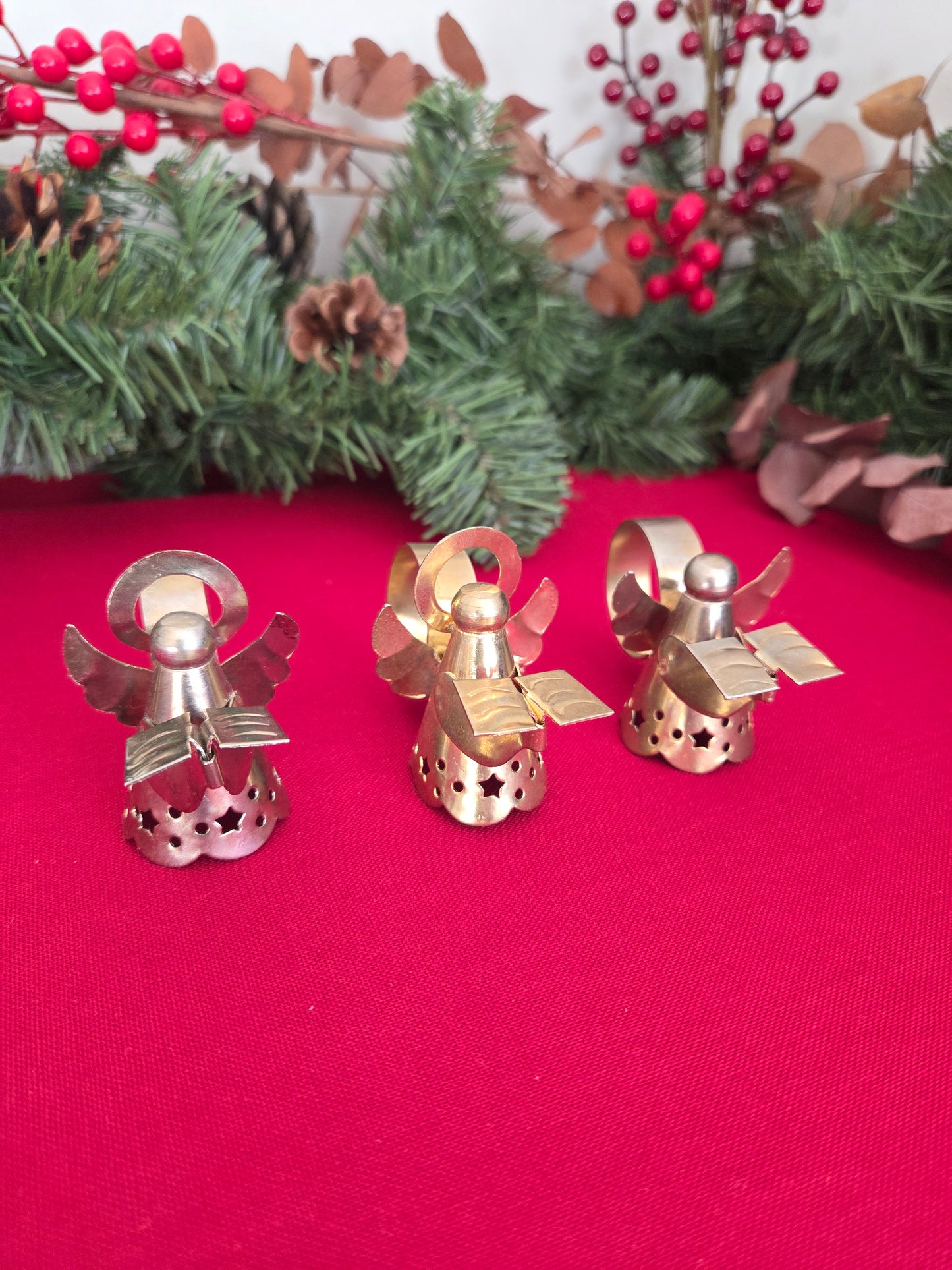 Set of Six Brass Angel Napkin Rings (1/2)