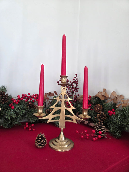 Large Brass Christmas Tree Candle Holder