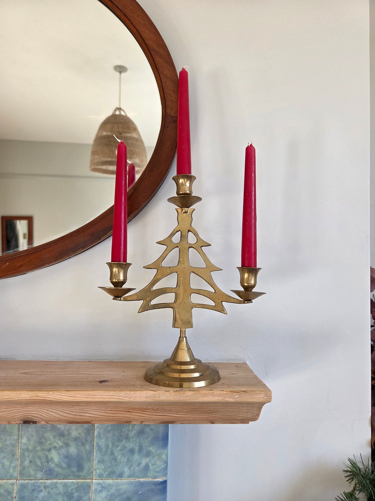 Large Brass Christmas Tree Candle Holder