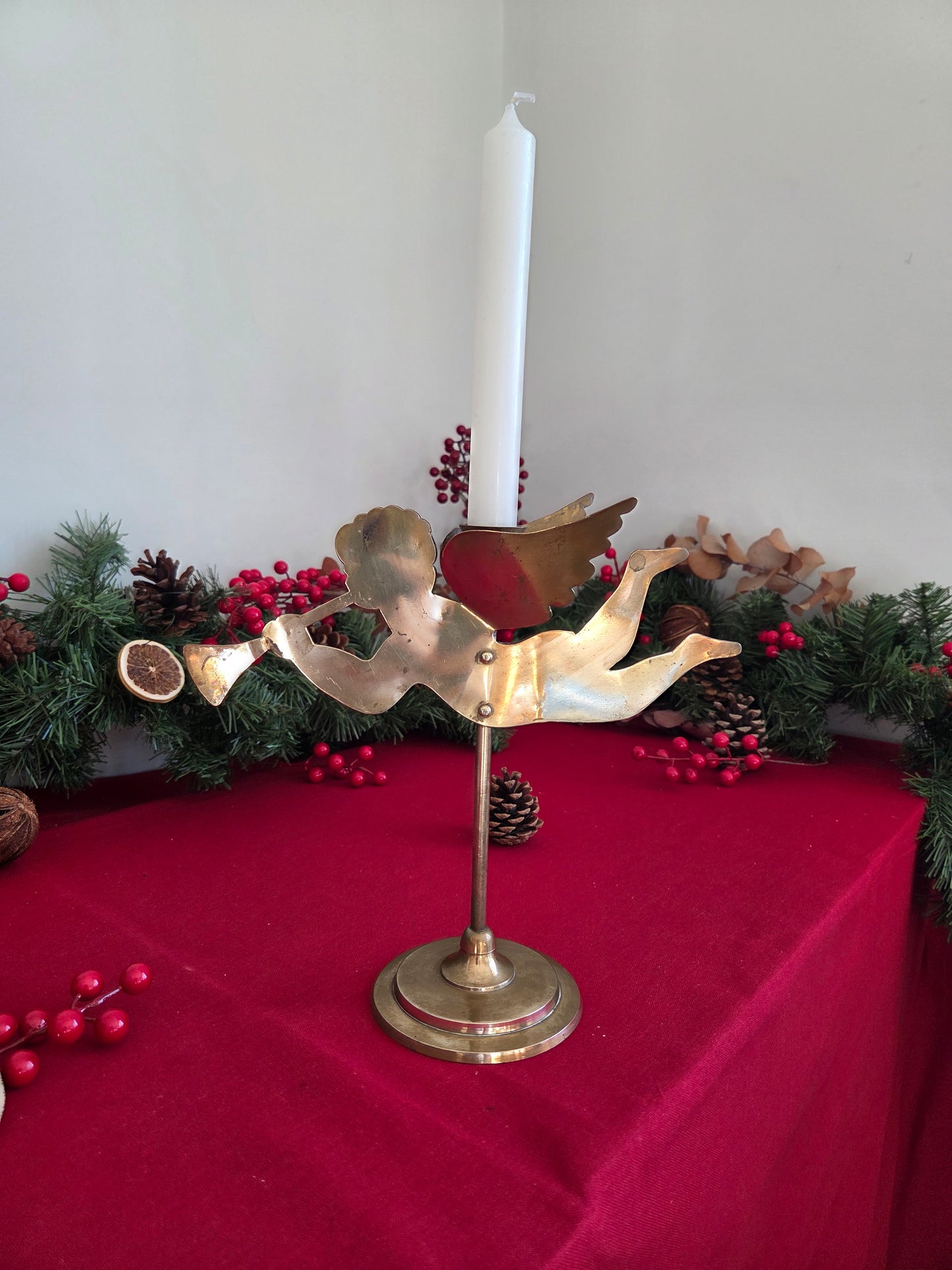 Vintagre Brass Cherub Candlestick