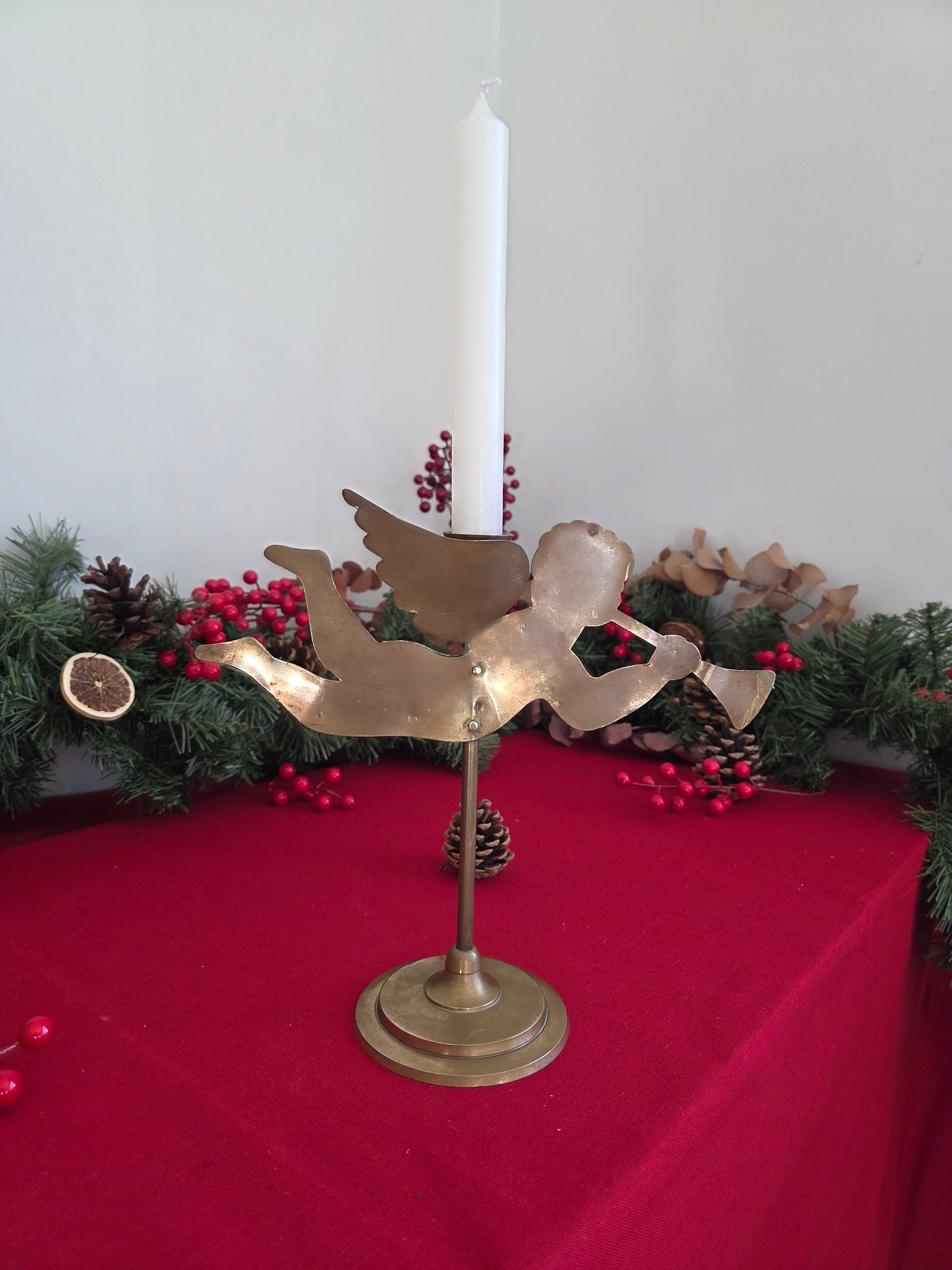 Vintagre Brass Cherub Candlestick