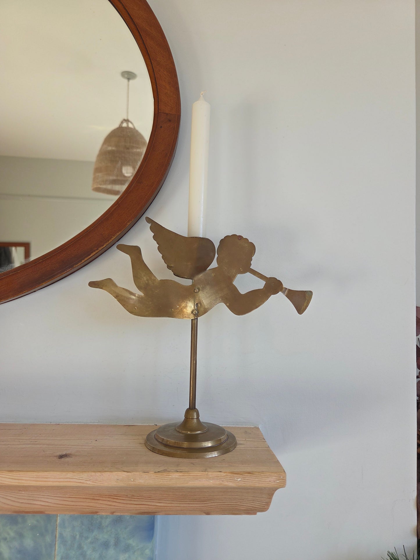 Vintagre Brass Cherub Candlestick