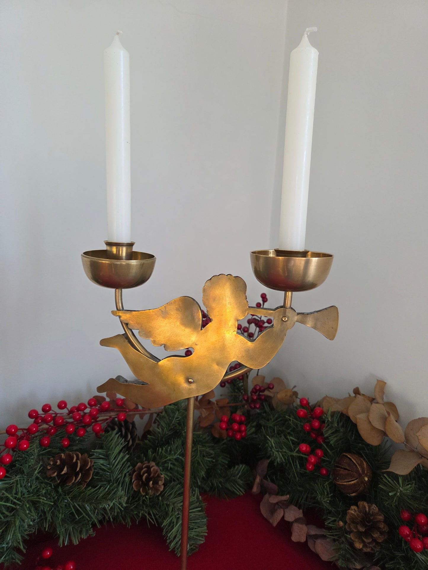 Large Brass Cherub Candelabra