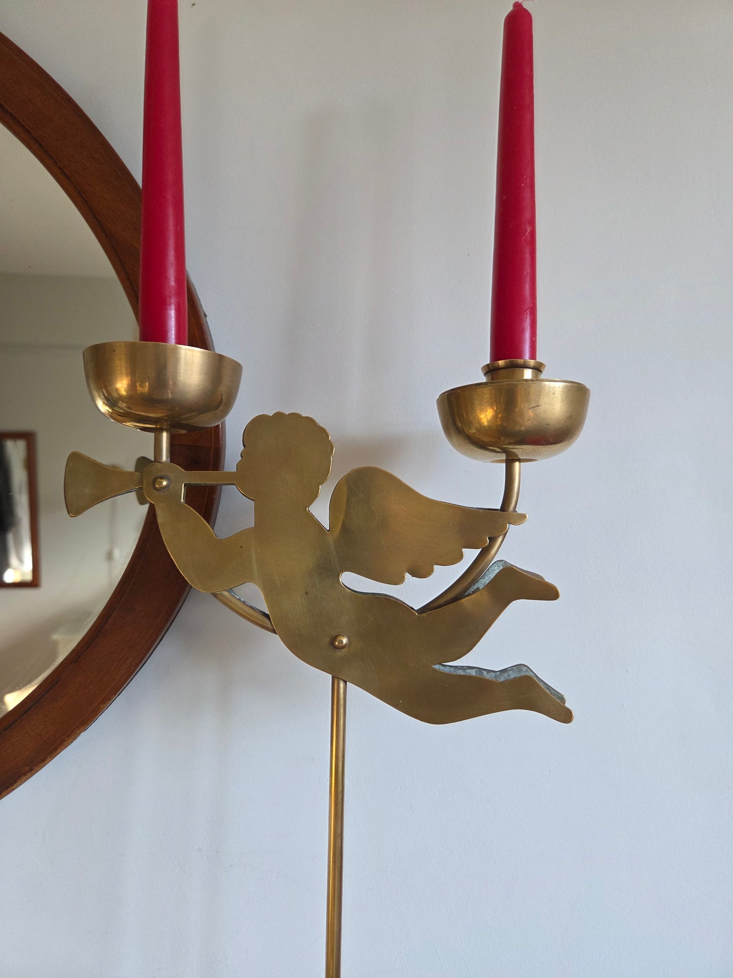 Large Brass Cherub Candelabra