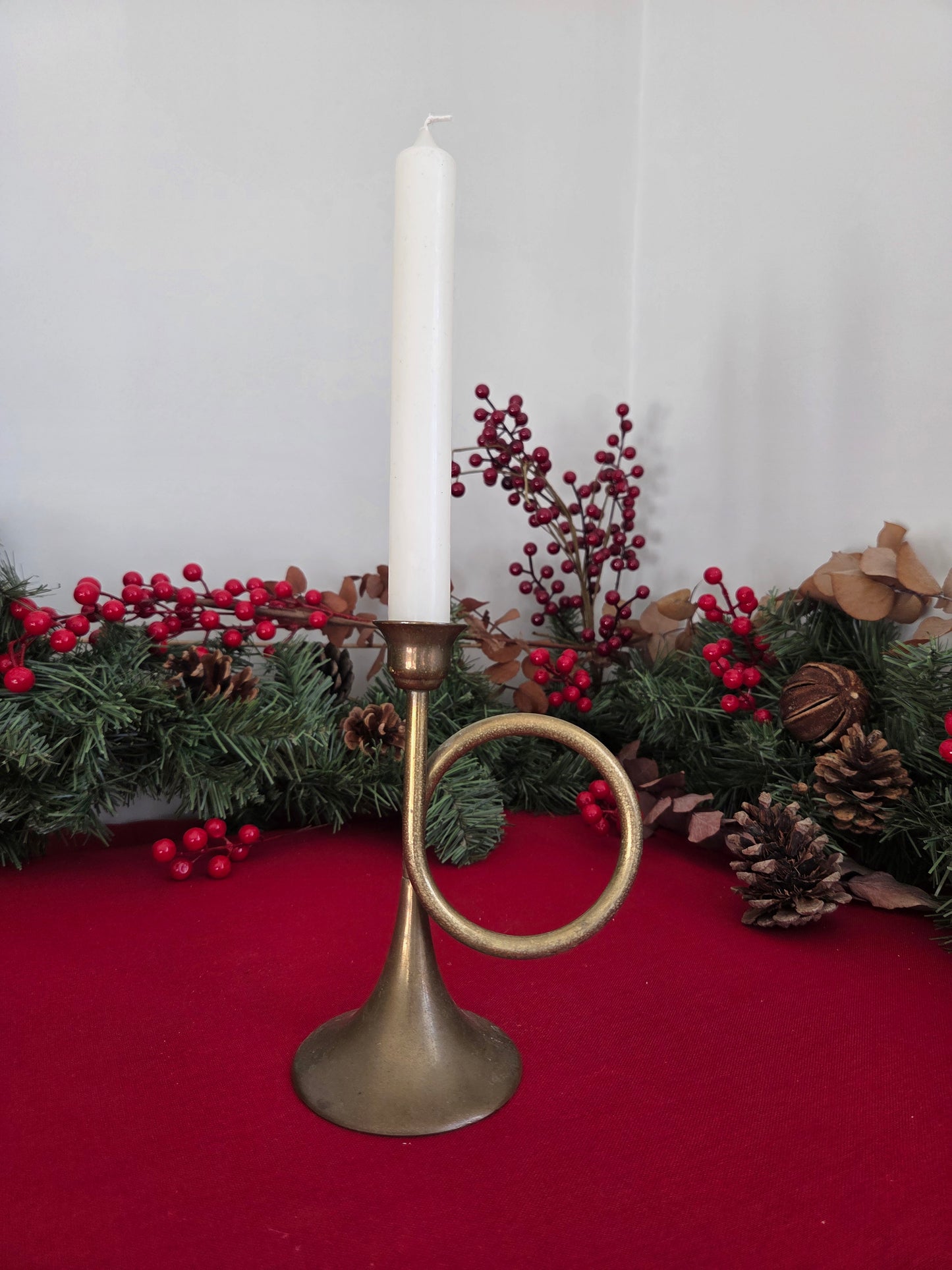 Brass Horn Candlestick