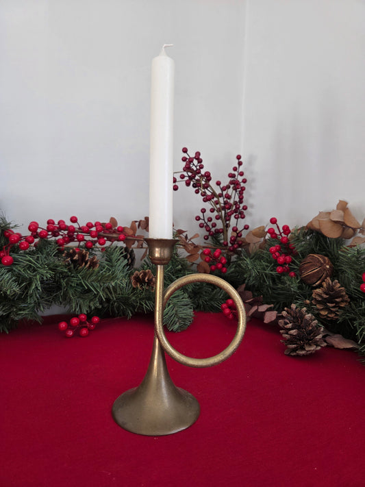 Brass Horn Candlestick