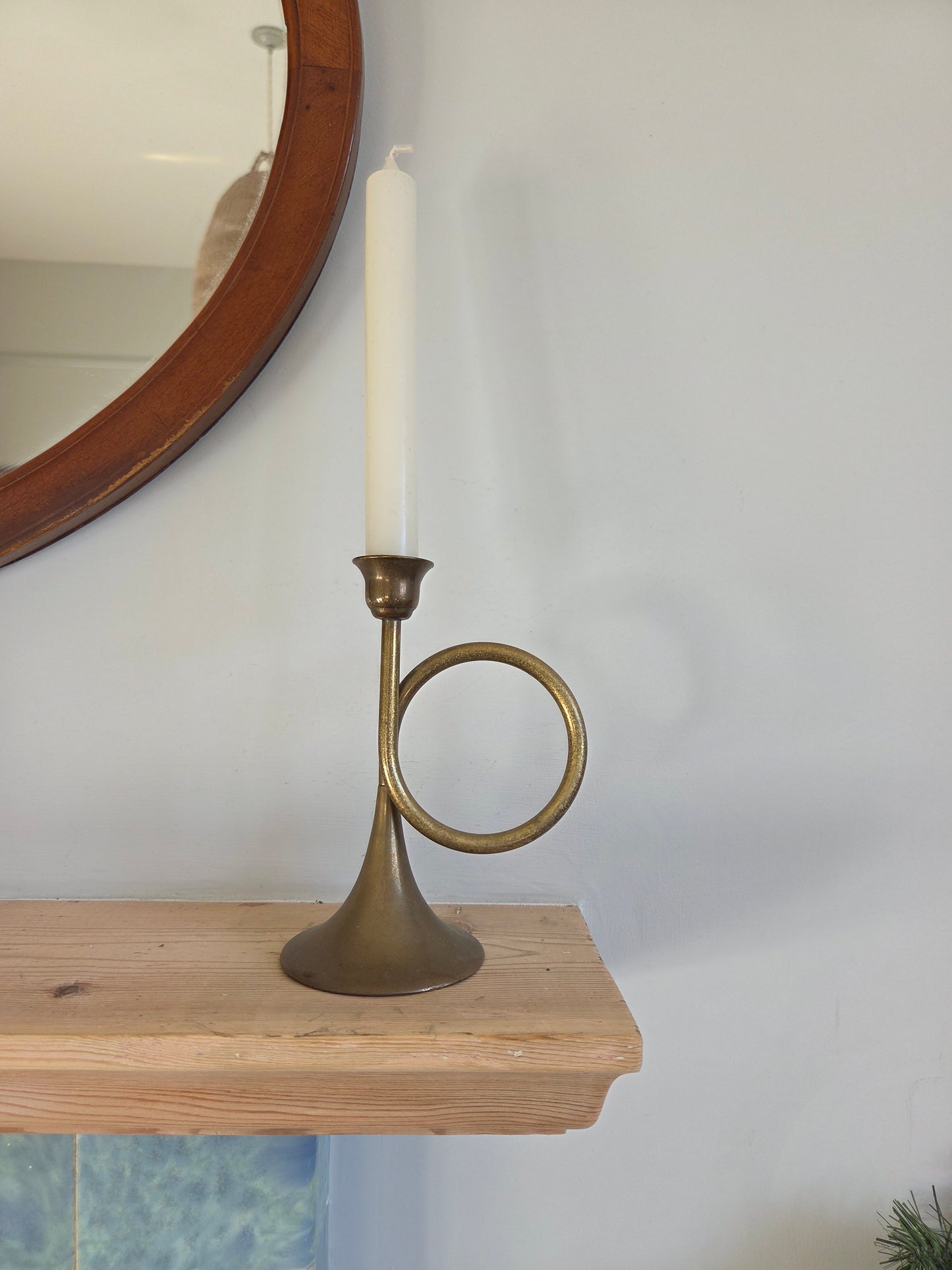 Brass Horn Candlestick