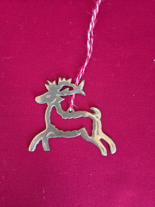 Vintage Brass Reindeer Decoration