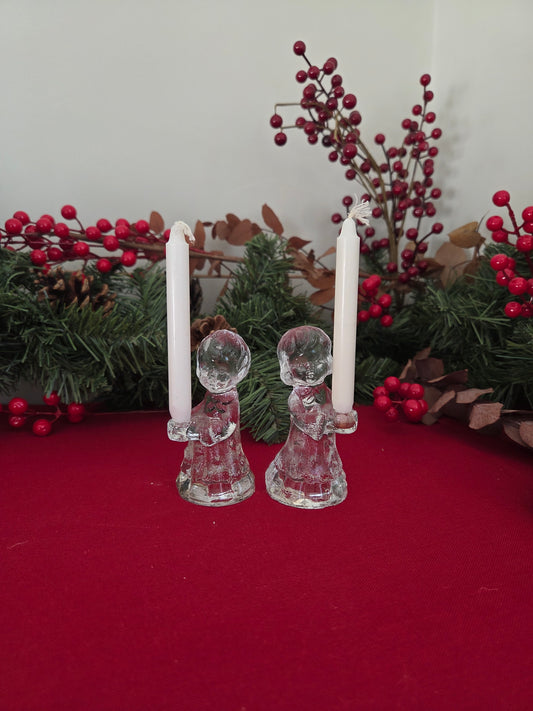 Glass Angel Candle Holders