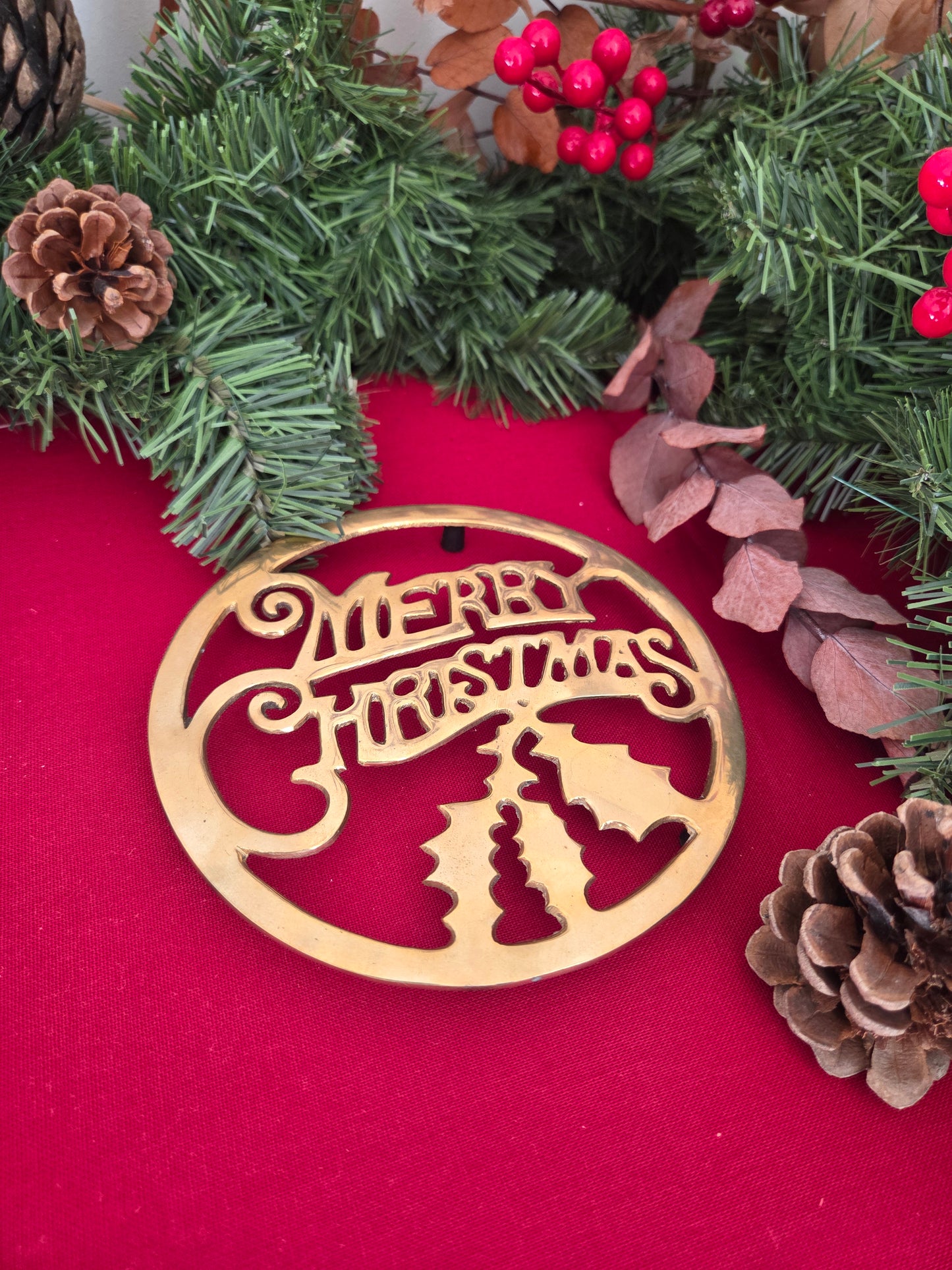 Vintage Brass Christmas Trivet