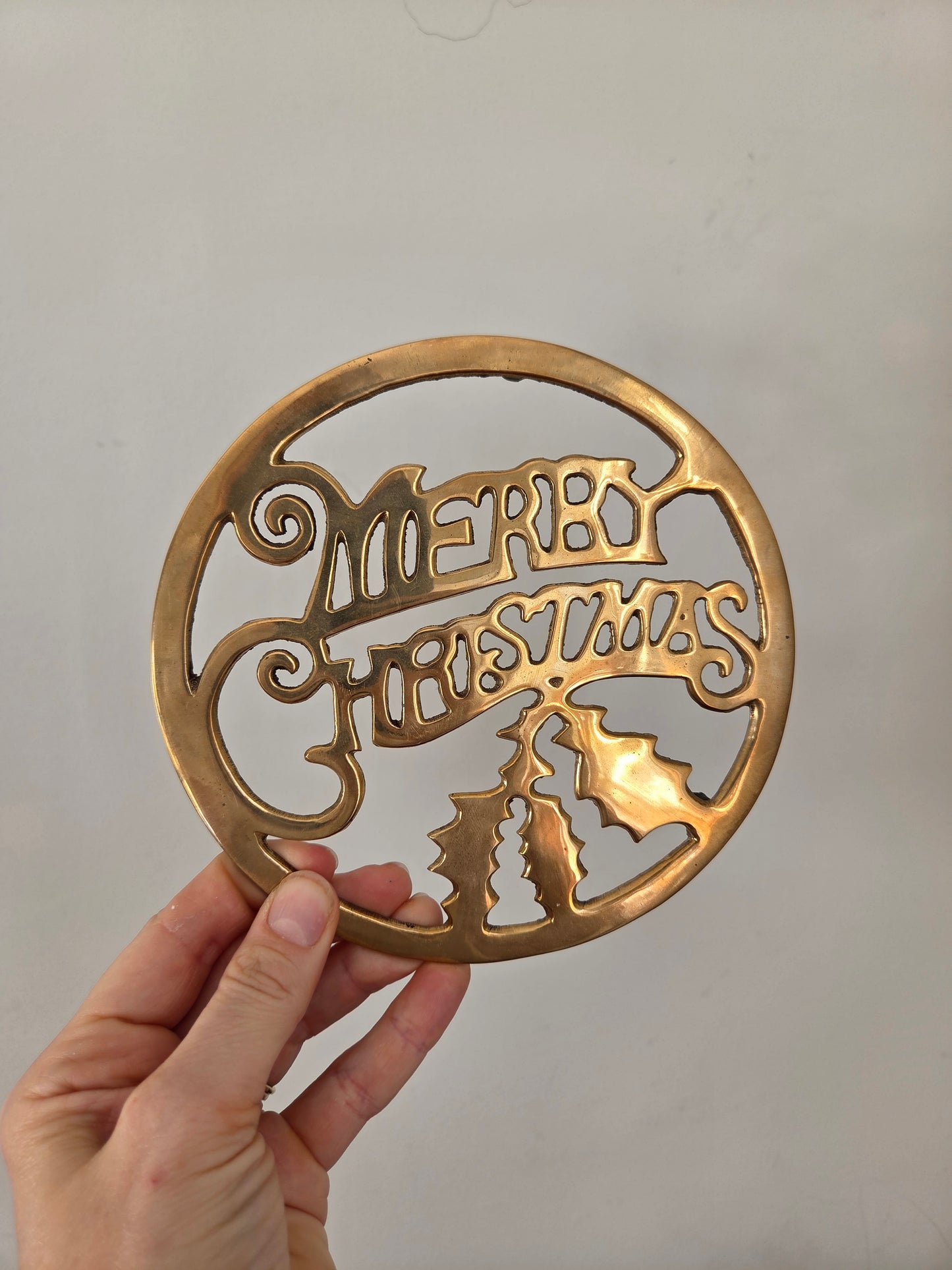 Vintage Brass Christmas Trivet