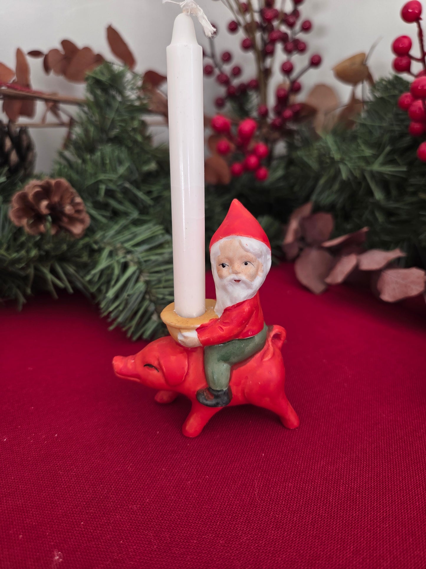 Vintage Ceramic Pig Candle Holder