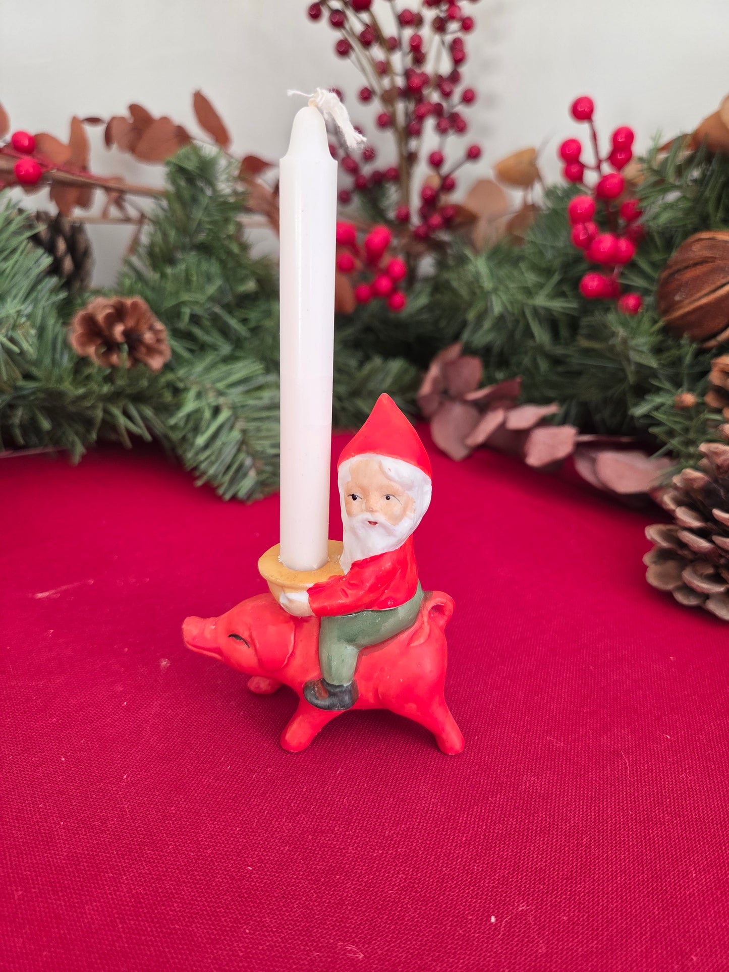 Vintage Ceramic Pig Candle Holder