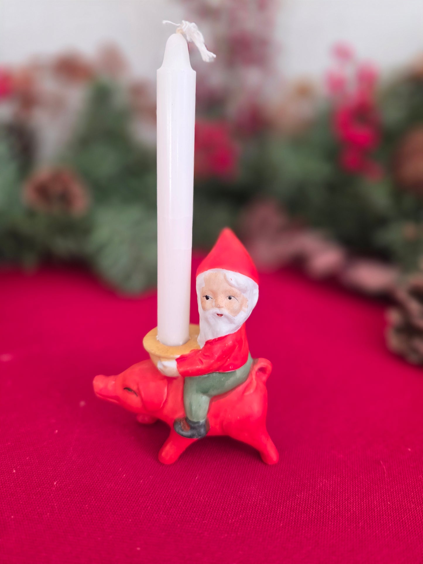 Vintage Ceramic Pig Candle Holder