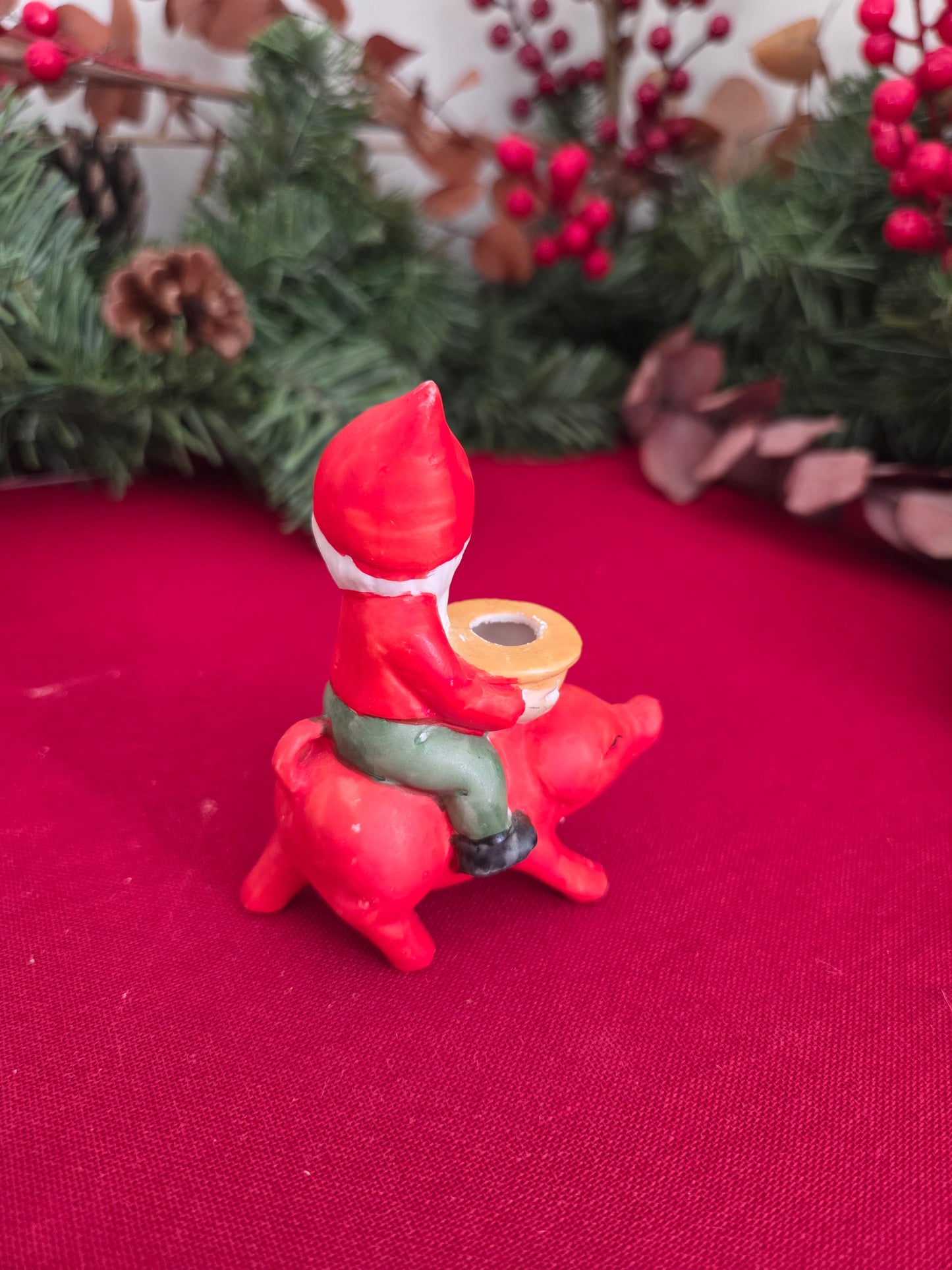 Vintage Ceramic Pig Candle Holder