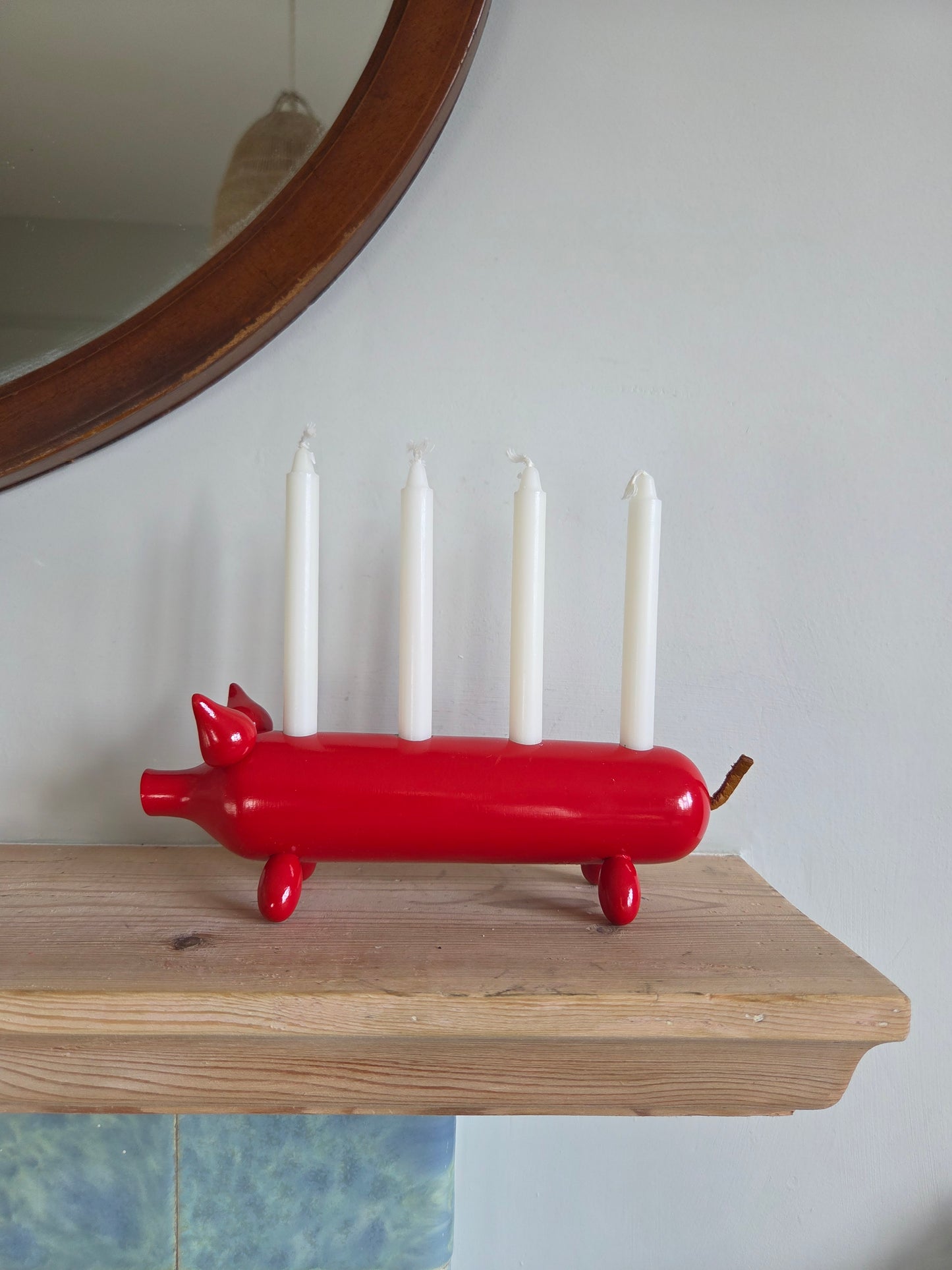 Vintage Long Swedish Pig Candle Holder
