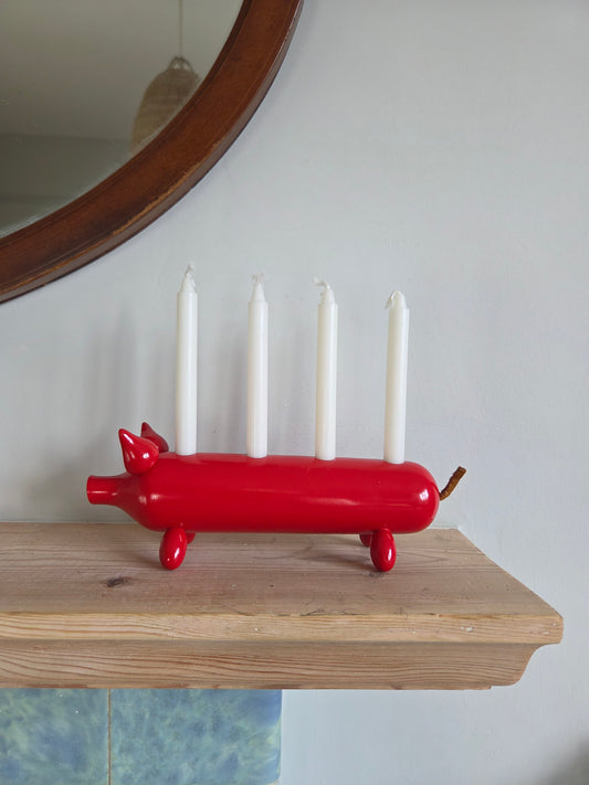 Vintage Long Swedish Pig Candle Holder