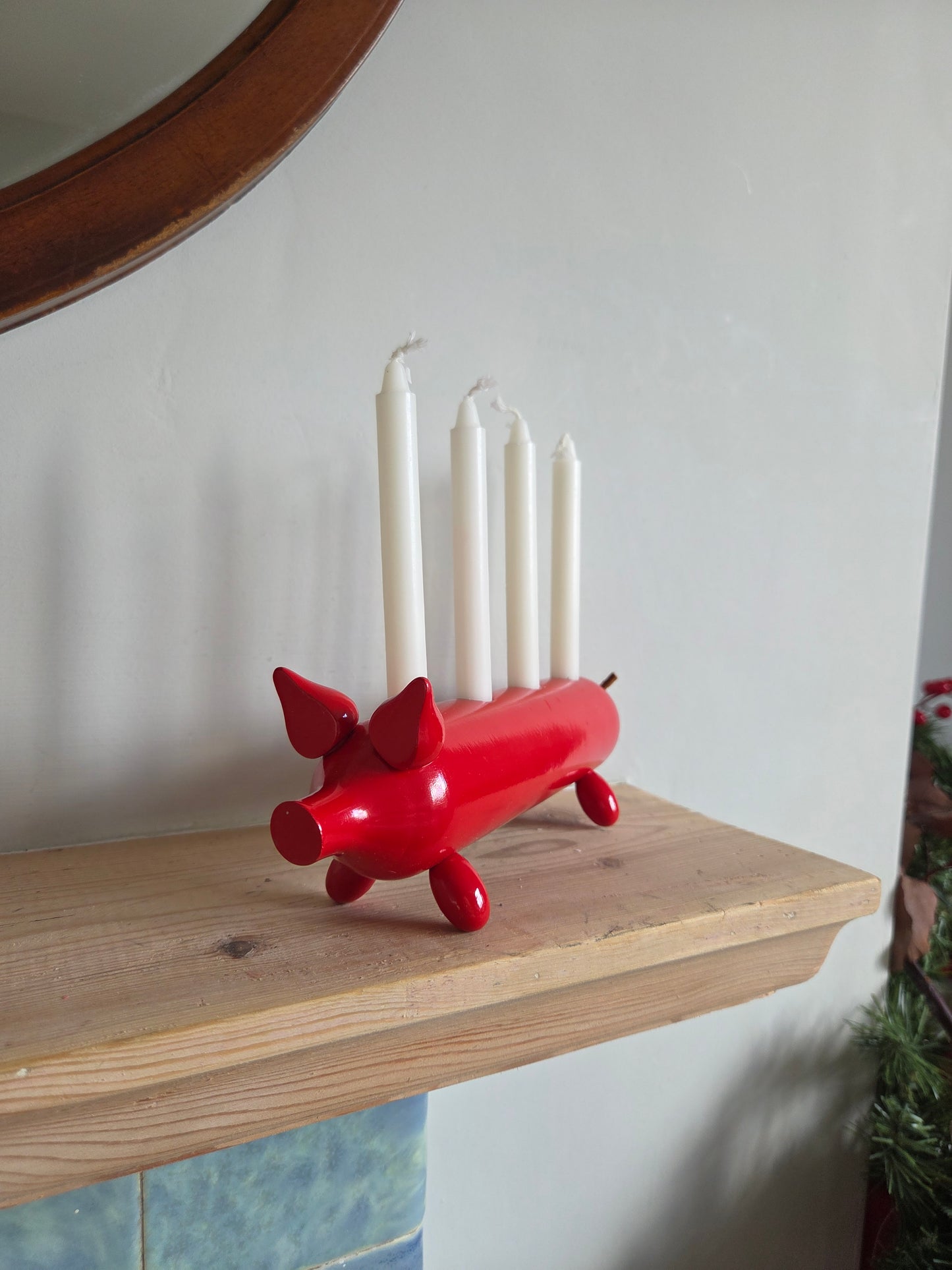 Vintage Long Swedish Pig Candle Holder