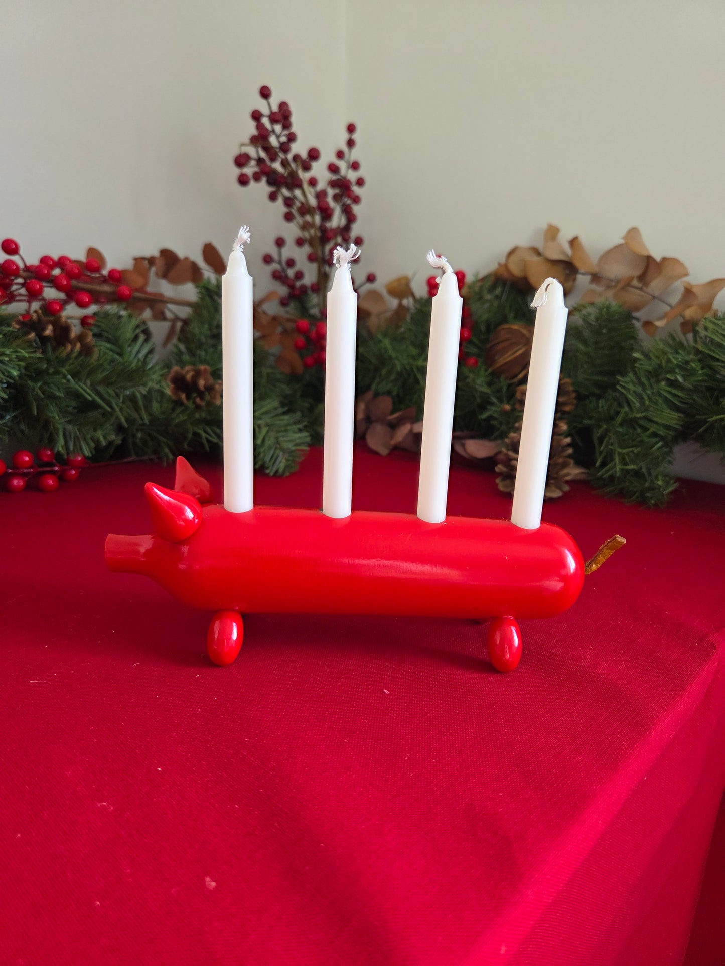 Vintage Long Swedish Pig Candle Holder