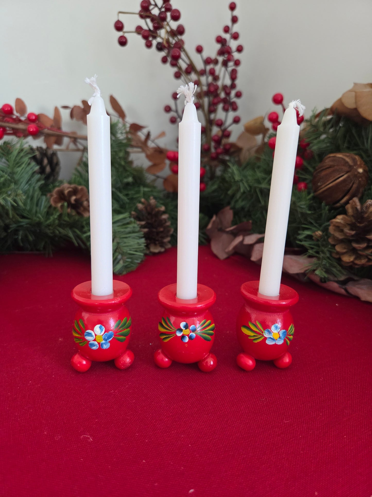Swedish Christmas Candle Holder - Trio Small Flower