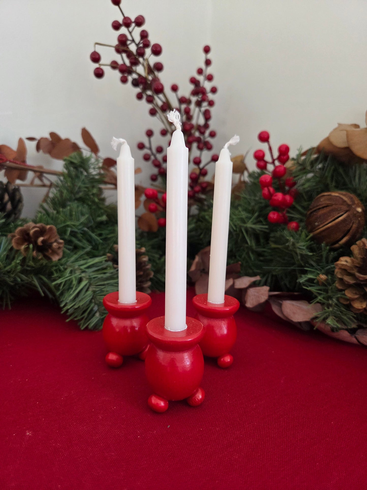 Vintage Swedish Christmas Candle Holder - Trio Small Plain