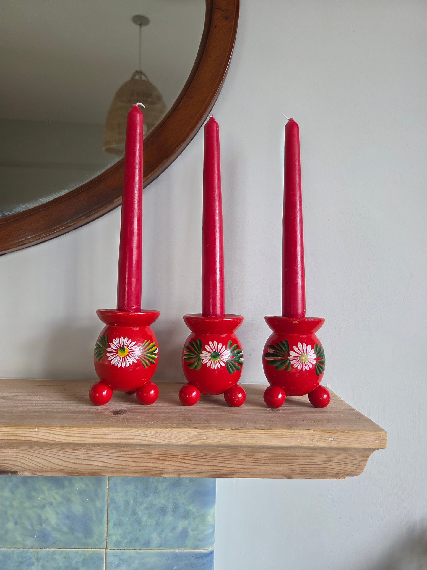 Swedish Christmas Candle Holder - Trio Medium Flower