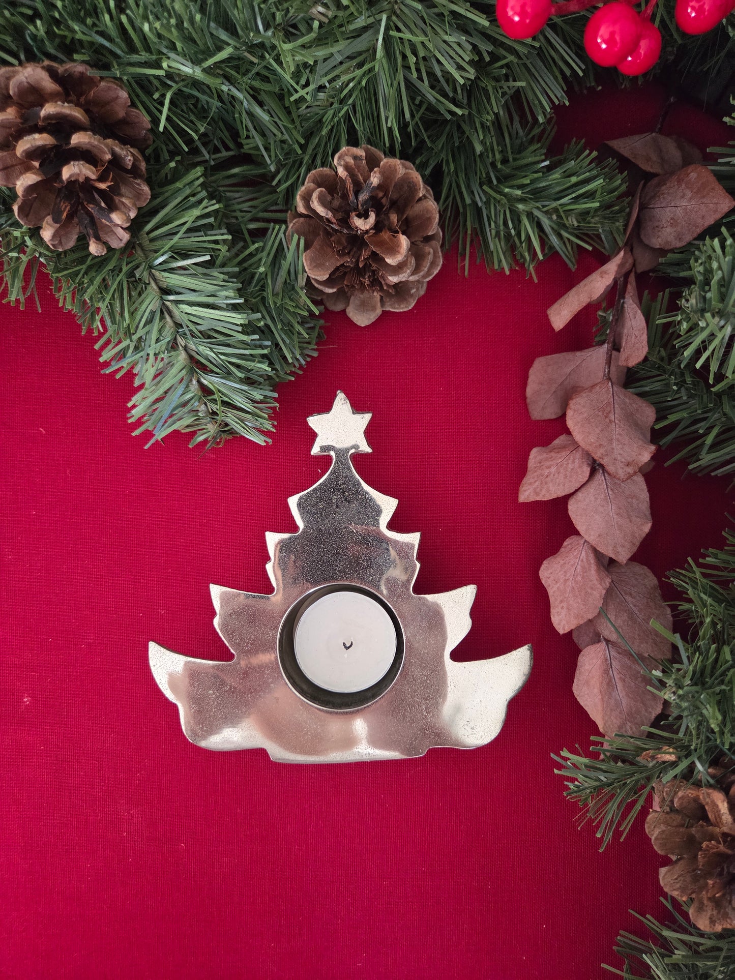 Silver Christmas Tree Tealight Holder