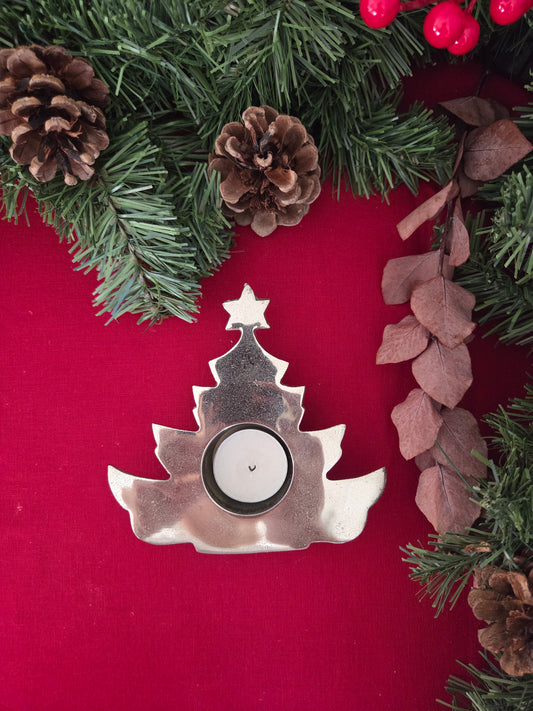 Silver Christmas Tree Tealight Holder